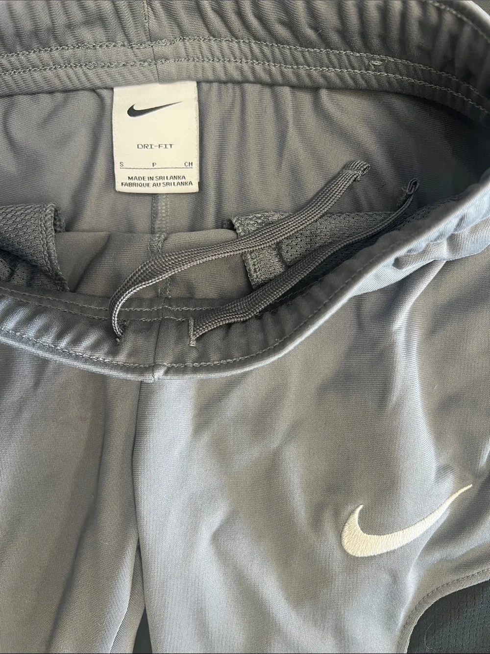 Nike Light Gray Joggers with Black Panels and White Swoosh